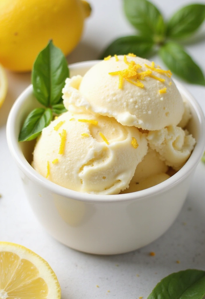 Homemade Ice Cream Recipes: Dairy-Free Churned Delights at Home - 10. Zesty Lemon Basil Ice Cream