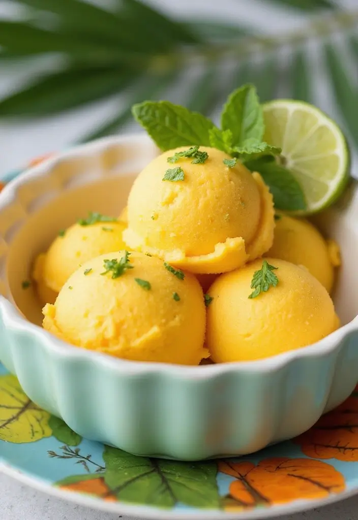 Homemade Ice Cream Recipes: Dairy-Free Churned Delights at Home - 4. Delectable Mango Lime Sorbet