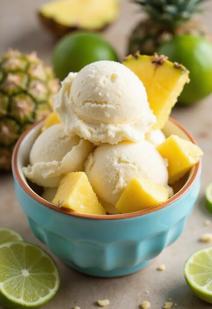 Homemade Ice Cream Recipes: Dairy-Free Churned Delights at Home - 8. Tropical Pineapple Coconut Ice Cream