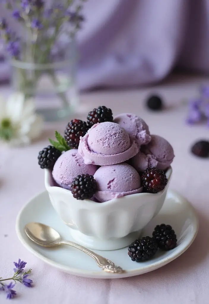 Homemade Ice Cream Recipes: Dairy-Free Churned Delights at Home - 9. Exquisite Blackberry Lavender Ice Cream