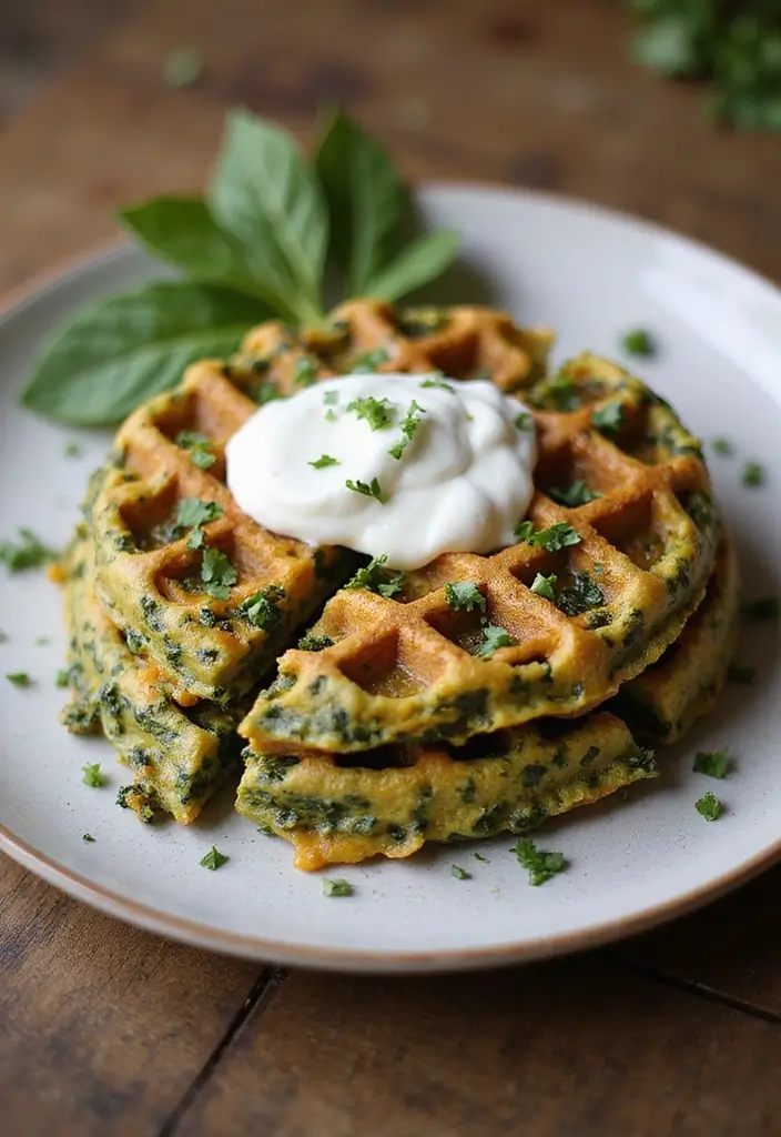 Innovative Waffle Iron Recipes: Beyond Breakfast Waffles - 1. Cheesy Spinach Waffle