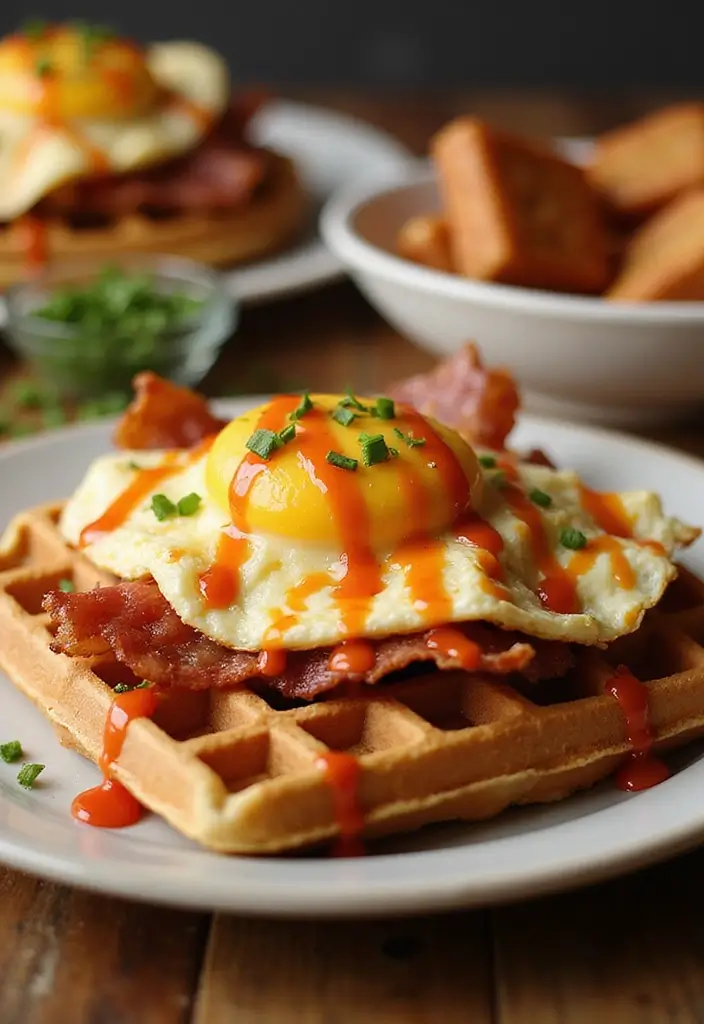Innovative Waffle Iron Recipes: Beyond Breakfast Waffles - 10. Bacon and Egg Breakfast Waffles