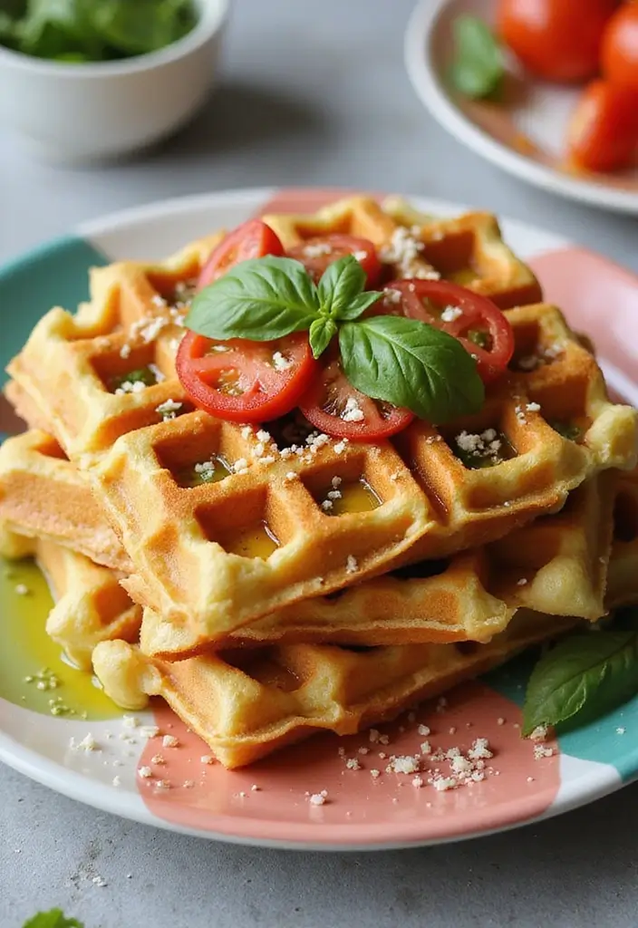 Innovative Waffle Iron Recipes: Beyond Breakfast Waffles - 8. Tomato Basil Waffles