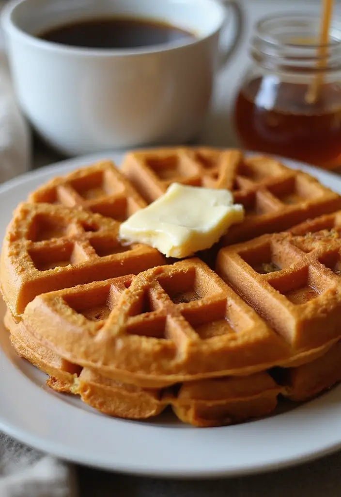 Innovative Waffle Iron Recipes: Beyond Breakfast Waffles - 9. Sweet Potato Waffles with Maple Butter