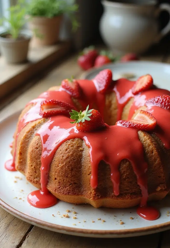Irresistible Coffee Cake Recipes: Perfect for Morning Coffee Breaks - 6. Almond Flour Coffee Cake with Strawberry Glaze