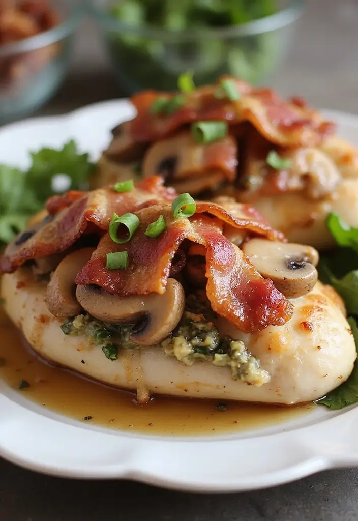 Juicy Stuffed Chicken Recipes: Flavor-Packed Poultry Dishes - 10. Bacon and Mushroom Stuffed Chicken