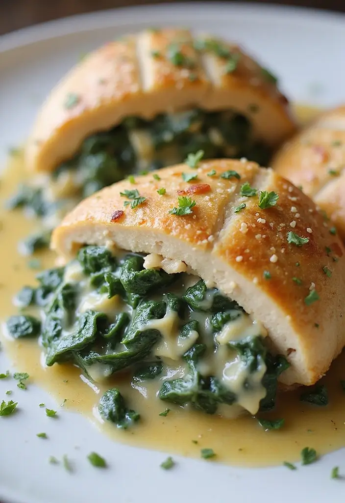 Juicy Stuffed Chicken Recipes: Flavor-Packed Poultry Dishes - 9. Creamy Spinach and Cheese Stuffed Chicken