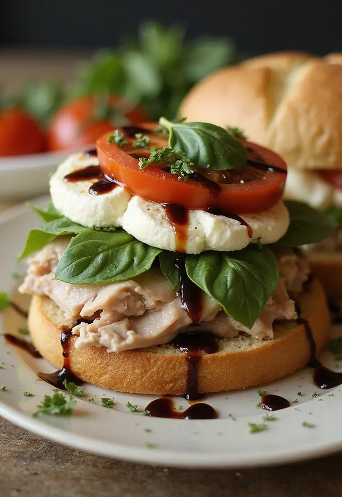 Layered Turkey Sandwich Recipes: Deli-Style Lunches - 6. Turkey Caprese Sandwich