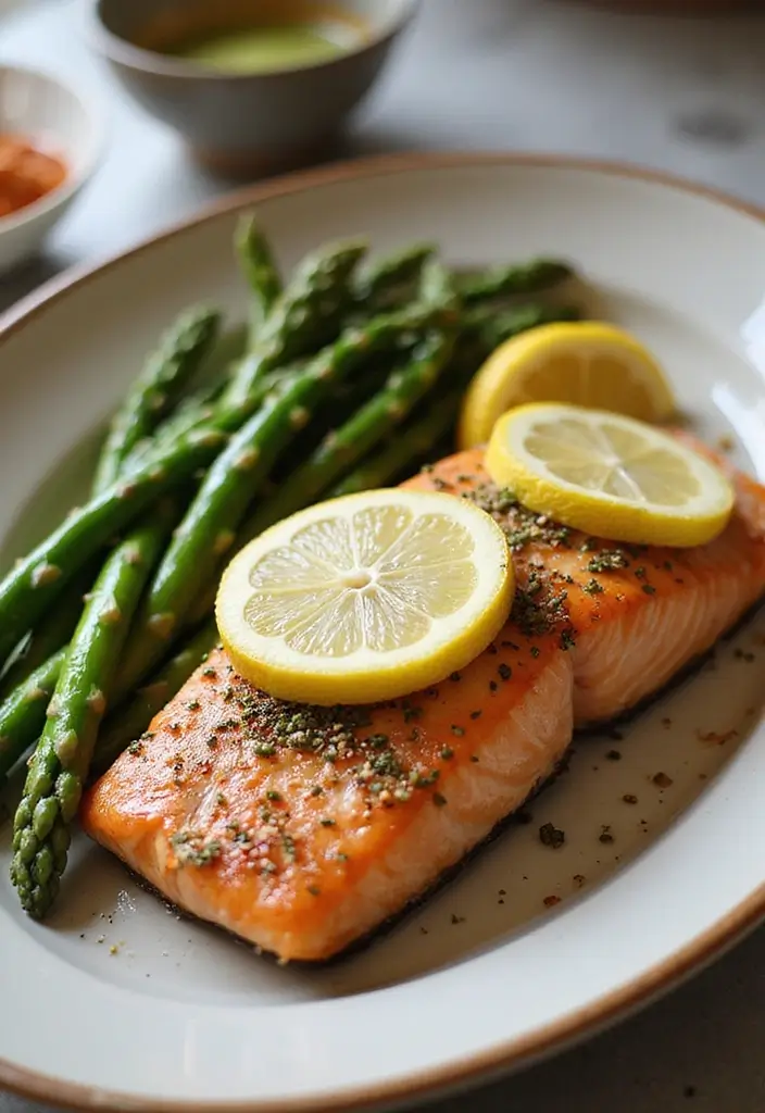 Lean High Protein Low Calorie Recipes: Fitness-Focused Meals - 6. Baked Salmon with Asparagus