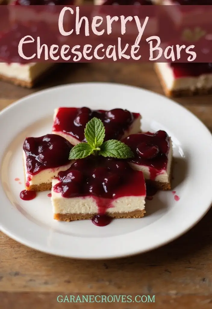 Luscious Cherry Pie Filling Recipes: Desserts and Toppings - 3. Cherry Cheesecake Bars