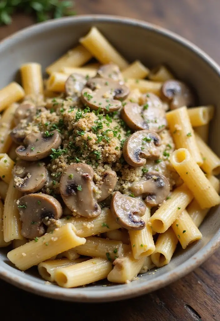 Luxurious Creamy Pasta Recipes: Indulgent Sauces for Any Noodle - 5. Mushroom and Thyme Rigatoni