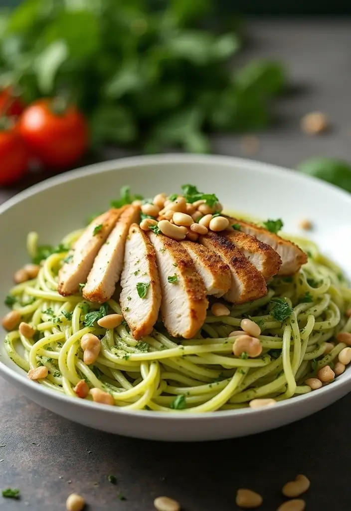 Luxurious Creamy Pasta Recipes: Indulgent Sauces for Any Noodle - 8. Creamy Pesto Pasta with Chicken