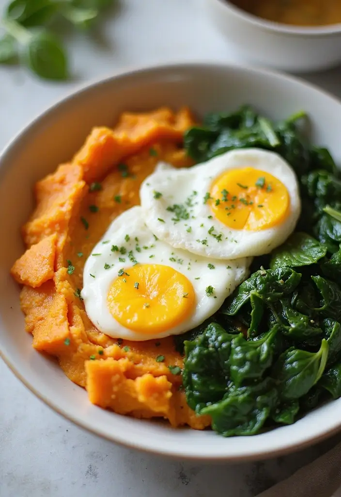 Nourishing Sweet Potato Bowl Recipes: Build-Your-Own Meals - 5. Sweet Potato and Spinach Breakfast Bowl