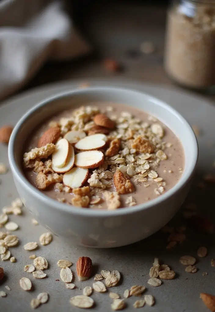 Quick Easy Breakfast Recipes: Start Your Day with Minimal Effort - 6. Nutty Oatmeal Smoothie Bowl
