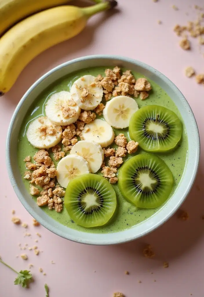 Quick Easy Breakfast Recipes: Start Your Day with Minimal Effort - 9. Matcha Banana Smoothie Bowl