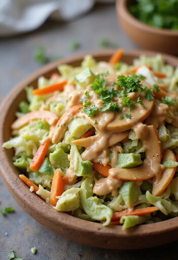 Refreshing Side Salad Recipes: Complements to Any Main - 3. Crunchy Cabbage Slaw with Peanut Dressing