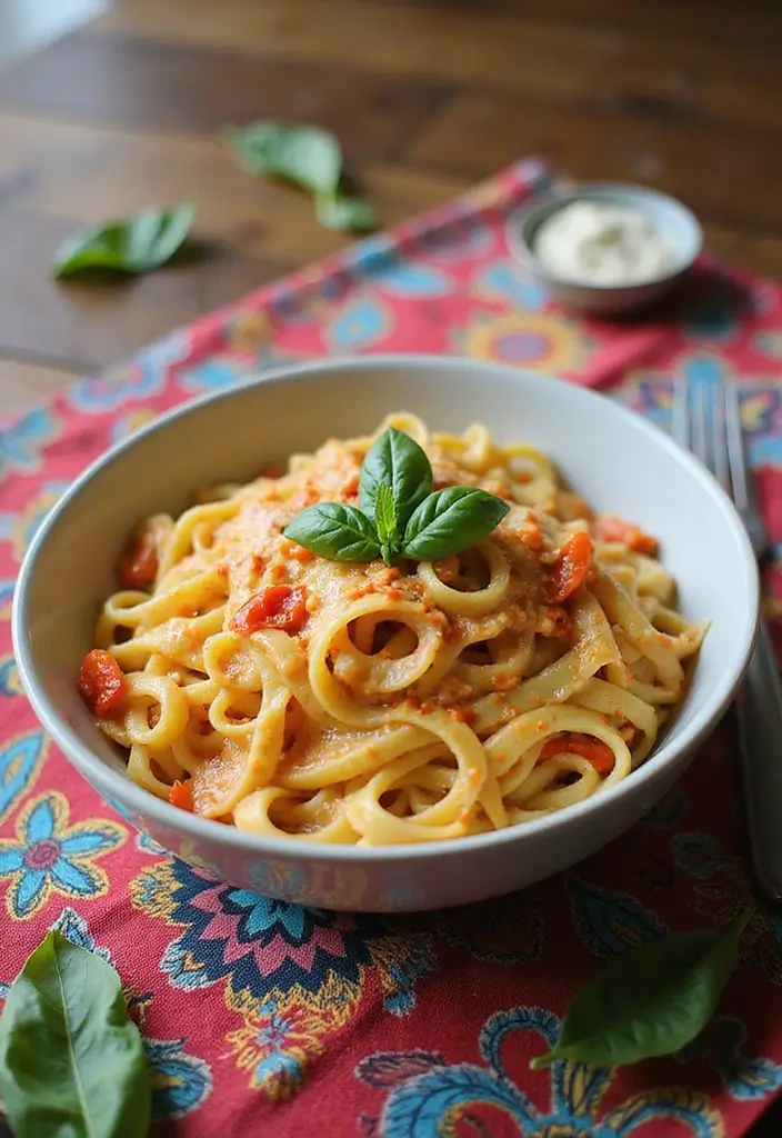 Rich Alfredo Pasta Recipes: Creamy Fettuccine Favorites - 4. Roasted Red Pepper Alfredo
