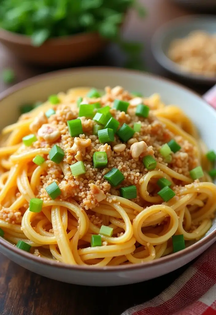 Rich Alfredo Pasta Recipes: Creamy Fettuccine Favorites - 8. Thai Peanut Alfredo