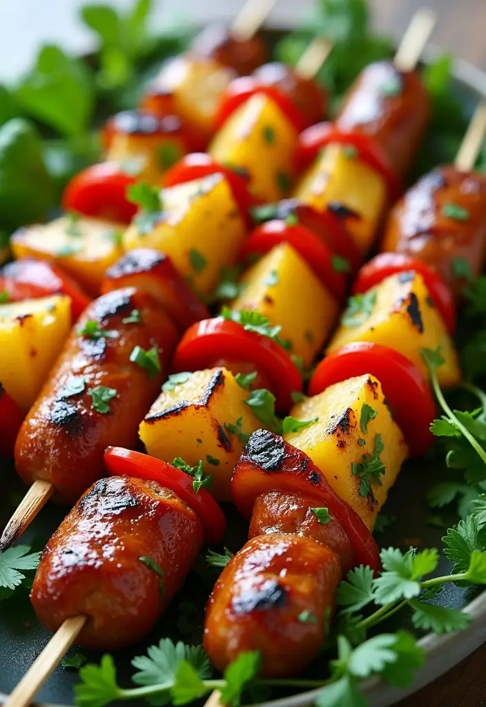 Savory Chicken Sausage Recipes: Lighter Alternative Links - 10. Teriyaki Chicken Sausage and Pineapple Skewers