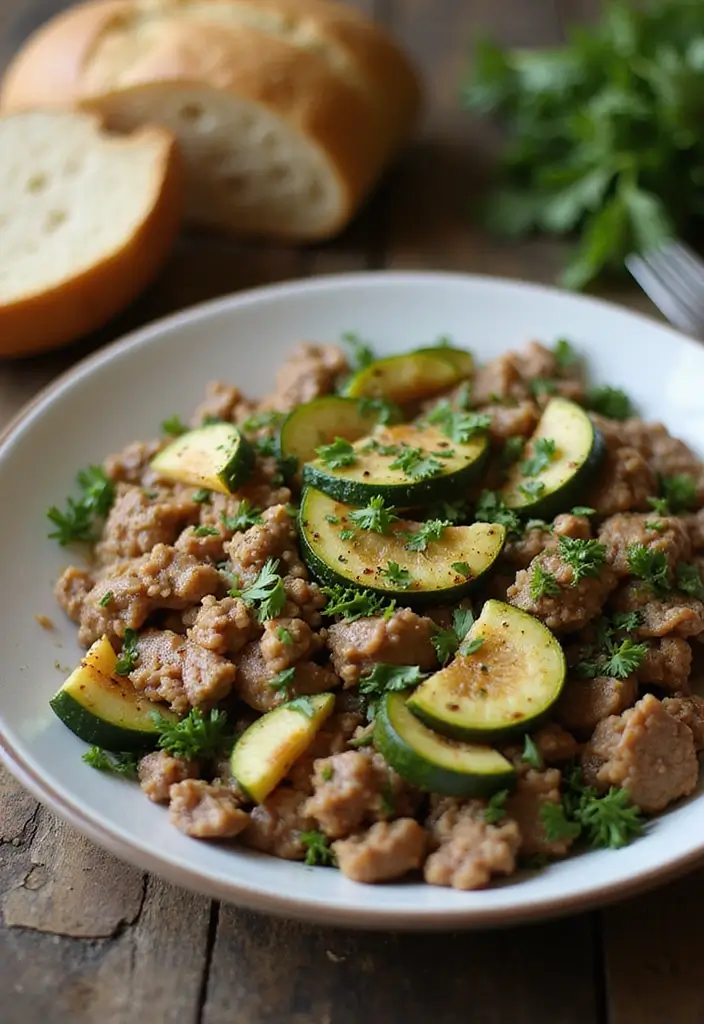 Savory Ground Pork Recipes: Asian and Italian Twists - 10. Ground Pork and Zucchini Skillet