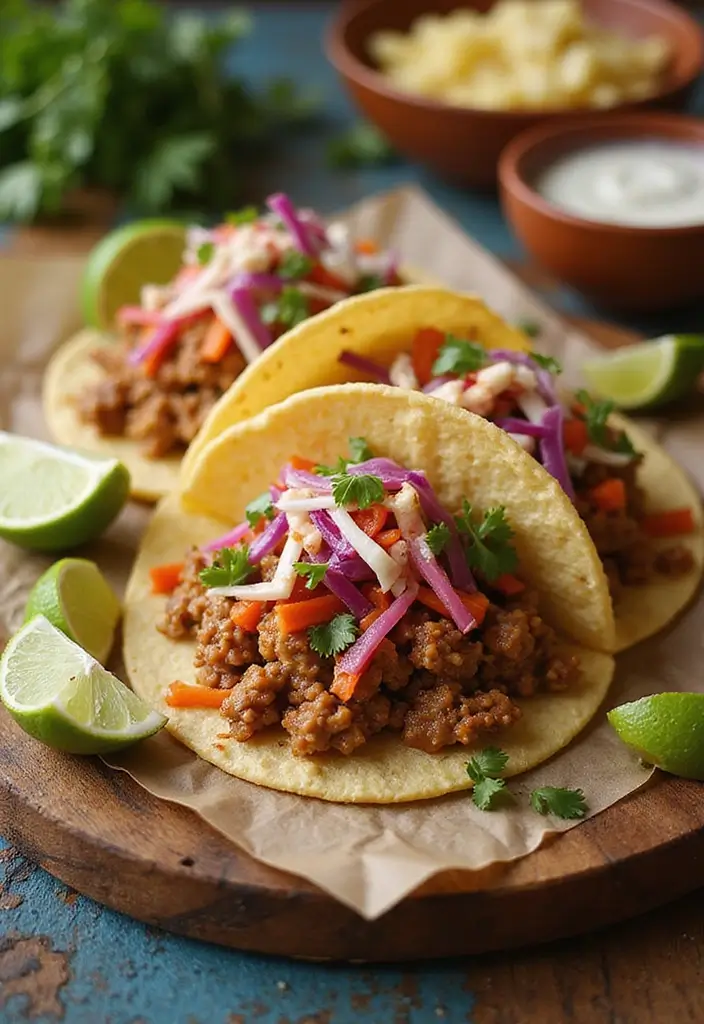 Savory Ground Pork Recipes: Asian and Italian Twists - 3. Ground Pork Tacos with Asian Slaw