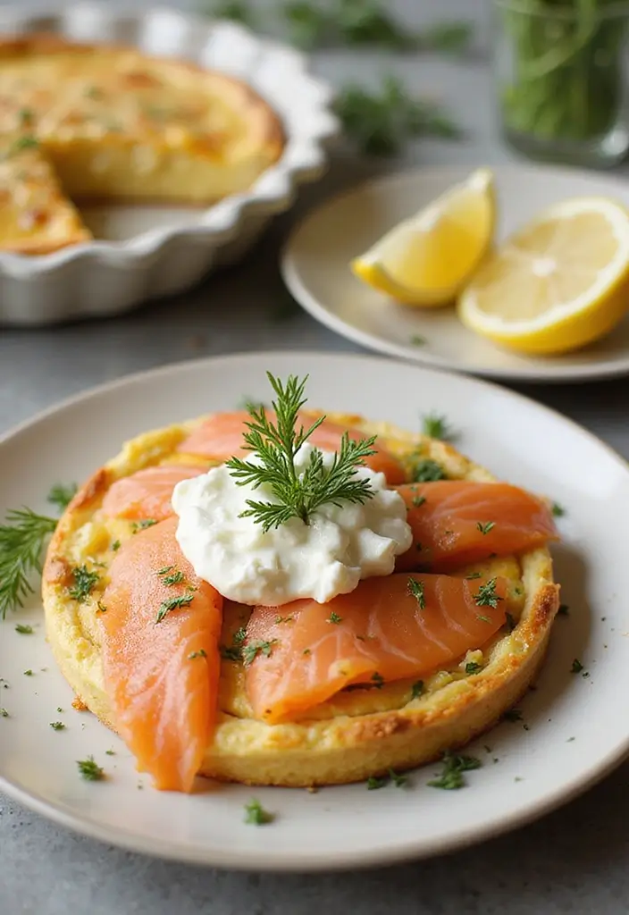 Simple Crustless Quiche Recipes: Light Breakfast or Brunch Delights - 7. Smoked Salmon and Cream Cheese Indulgence