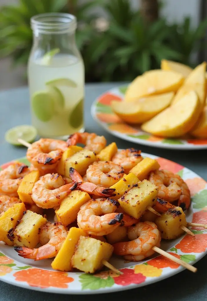 Sizzling Grilled Shrimp Recipes: Seafood on the Barbecue - 7. Tropical Grilled Shrimp Skewers