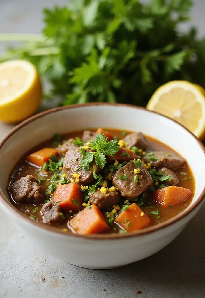 Slow-Cooked Beef Stew Crock Pot Recipes: Rich and Tender Stews - 10. Lemon Herb Beef Stew
