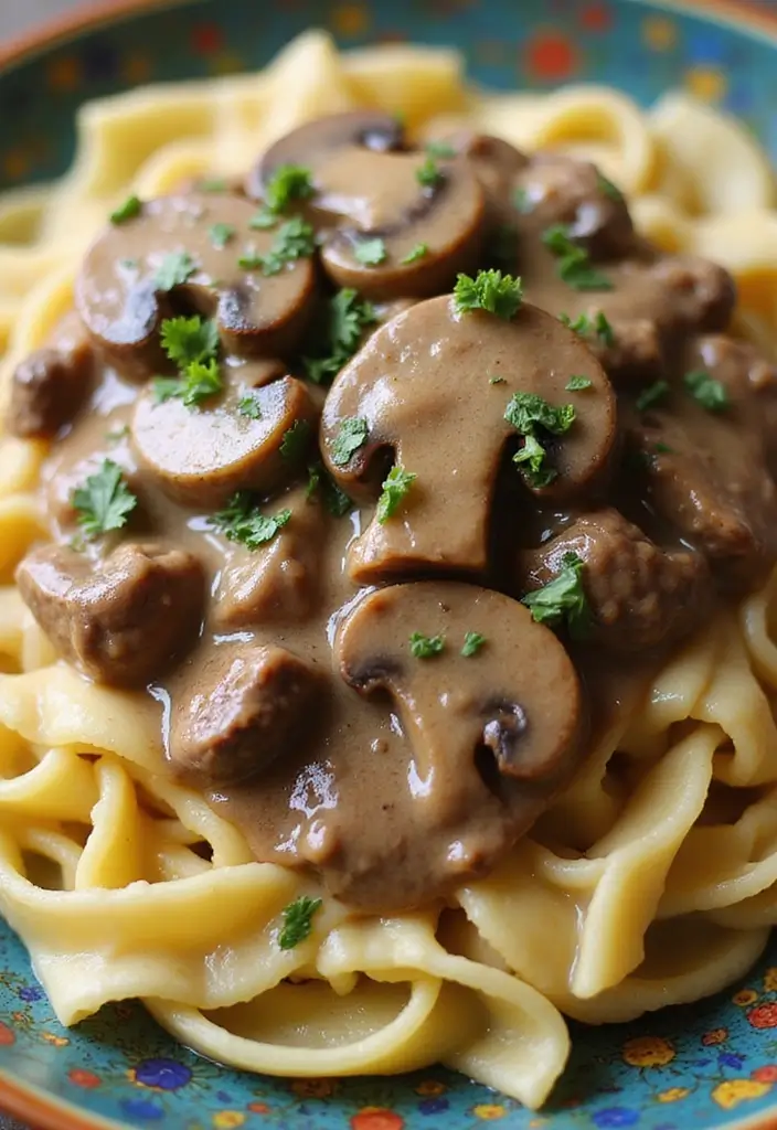 Slow-Simmered Beef Crockpot Recipes: Tender and Flavorful Meals - 2. Savory Beef and Mushroom Stroganoff