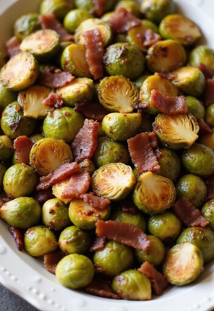 Smoky Brussels Sprout Recipes with Bacon: Veggie Side Upgrades - 10. Maple Bacon Brussels Sprouts