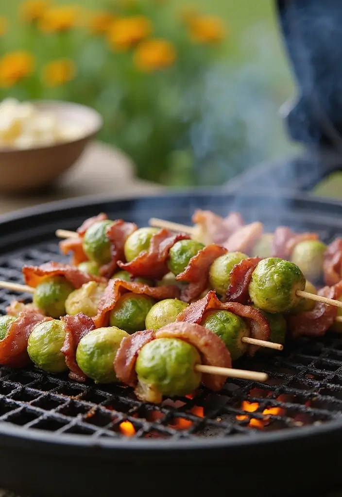 Smoky Brussels Sprout Recipes with Bacon: Veggie Side Upgrades - 2. Smoky Brussels Sprout and Bacon Skewers