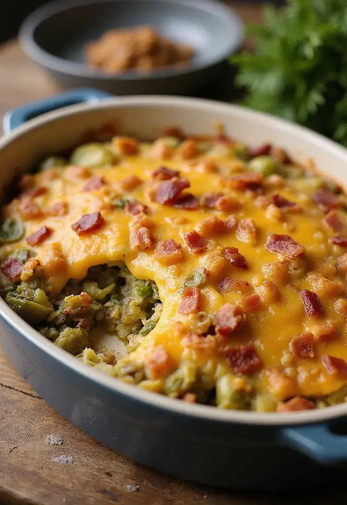 Smoky Brussels Sprout Recipes with Bacon: Veggie Side Upgrades - 3. Cheesy Smoky Brussels Sprout and Bacon Bake
