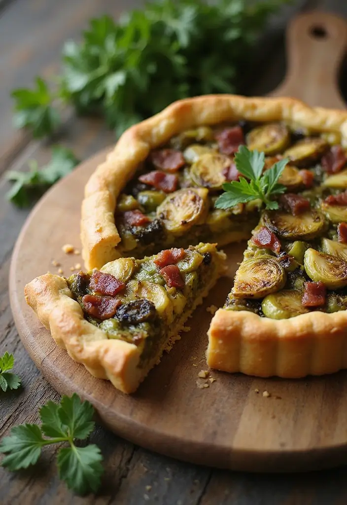 Smoky Brussels Sprout Recipes with Bacon: Veggie Side Upgrades - 8. Smoky Brussels Sprouts and Bacon Quiche