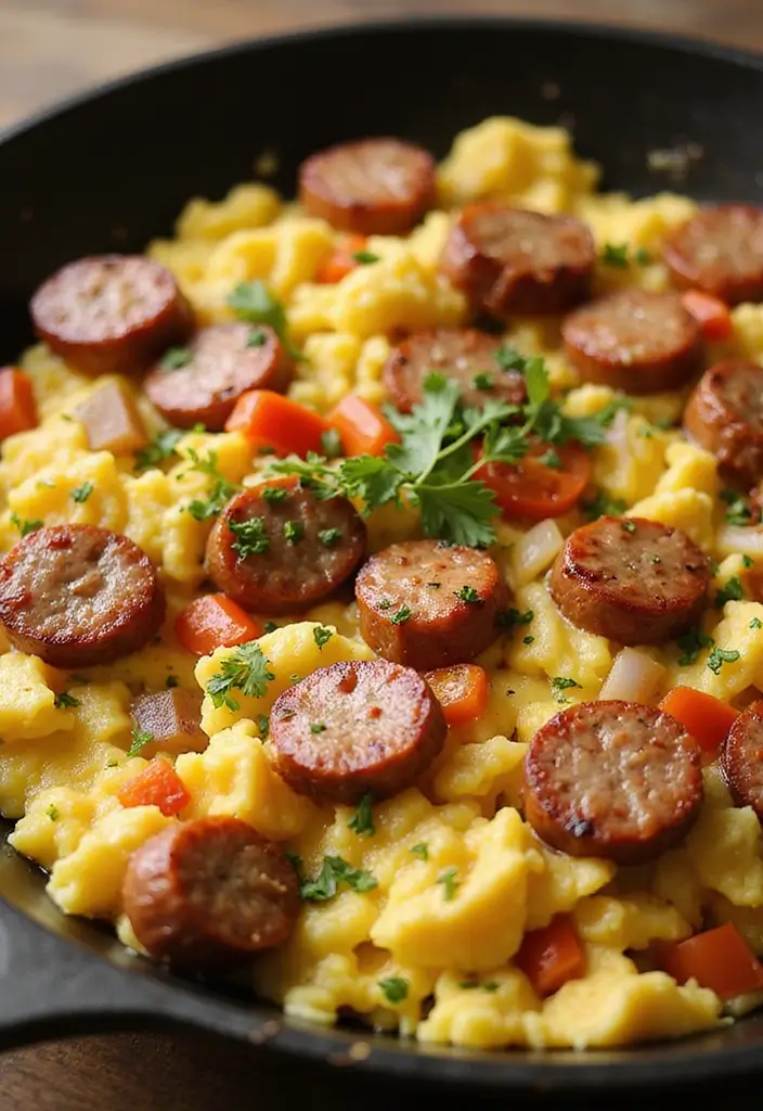 Smoky Smoked Sausage Recipes: Grill and Skillet Favorites - 1. Hearty Smoked Sausage and Egg Breakfast Skillet