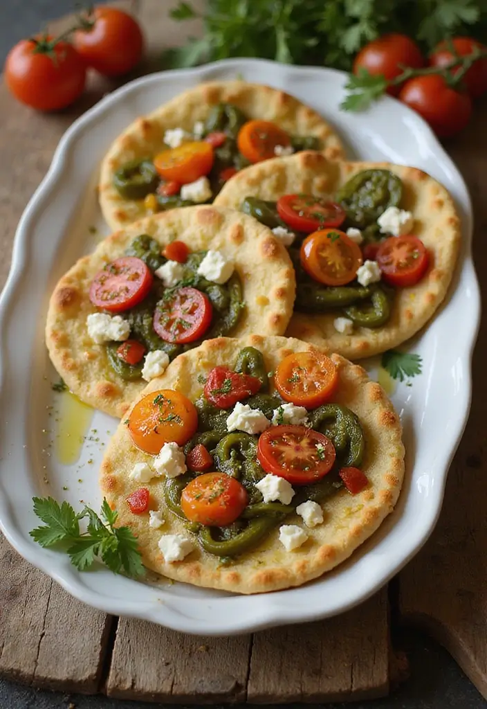 Spicy Poblano Pepper Recipes: Roasted, Stuffed, and Sauced Ideas - 8. Poblano Pepper and Feta Flatbreads