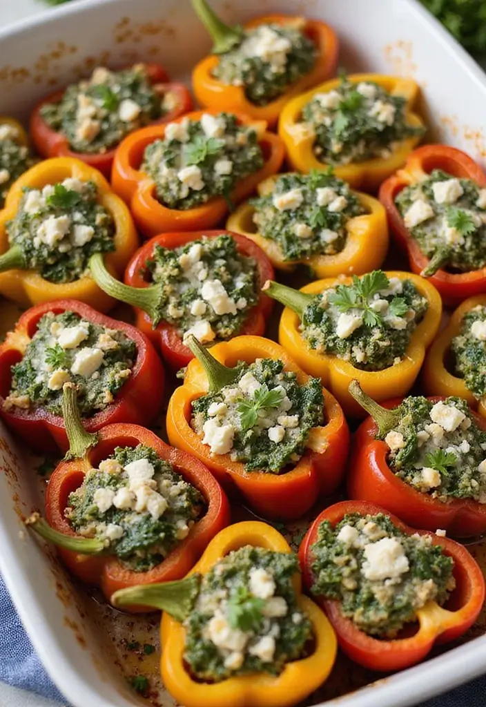 Tangy Feta Cheese Recipes: Greek Salads and Bakes - 4. Feta and Spinach Stuffed Peppers