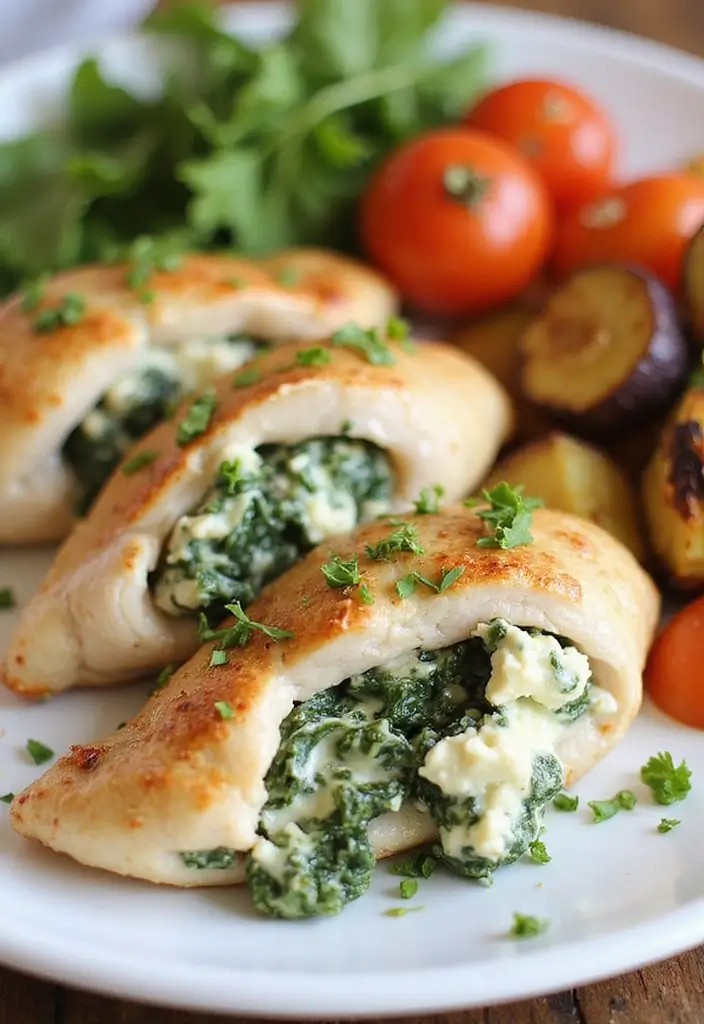 Tangy Feta Cheese Recipes: Greek Salads and Bakes - 8. Spinach and Feta Stuffed Chicken Breast
