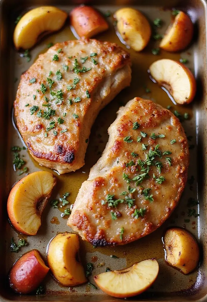 Tender Pork Shoulder Recipes: Slow-Roasted Delights for Gatherings - 7. Cider-Infused Pork Chops with Roasted Apples
