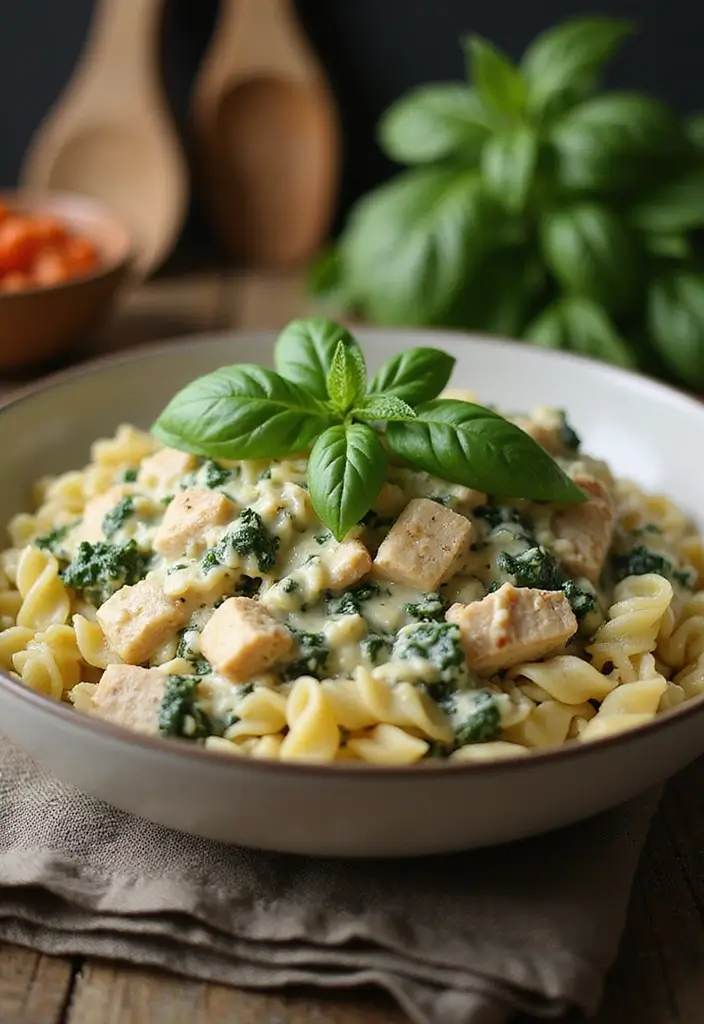 Twisty Chicken Pasta Recipes: Hearty Italian-Inspired Dinners - 1. Creamy Spinach and Chicken Twist
