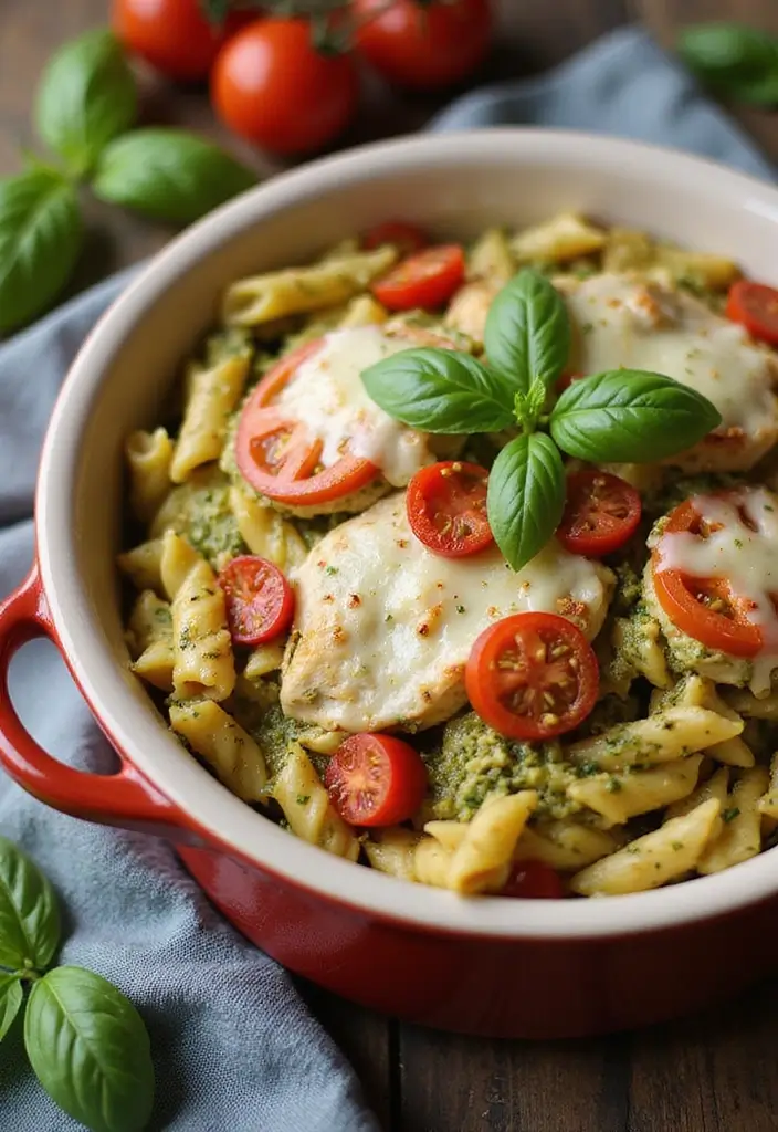 Twisty Chicken Pasta Recipes: Hearty Italian-Inspired Dinners - 4. Baked Pesto Chicken Pasta