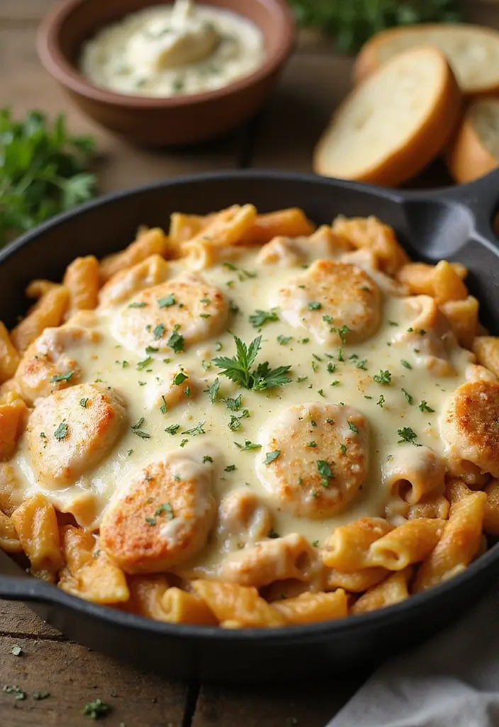 Twisty Chicken Pasta Recipes: Hearty Italian-Inspired Dinners - 5. Cheesy Chicken Alfredo Pasta Bake