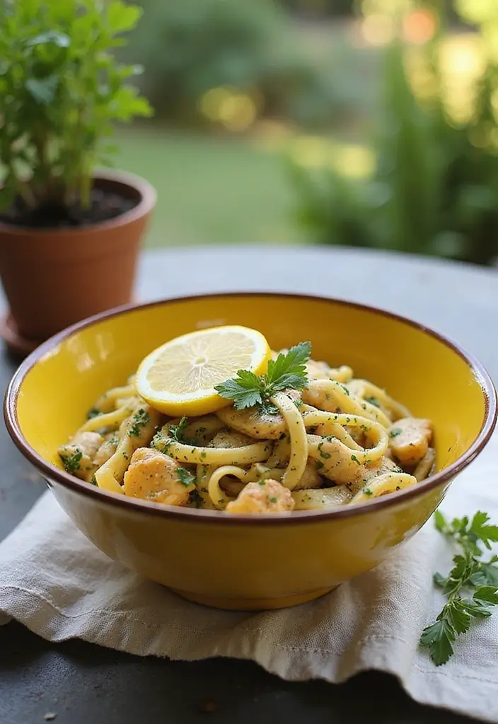 Twisty Chicken Pasta Recipes: Hearty Italian-Inspired Dinners - 8. Lemon Herb Chicken Pasta