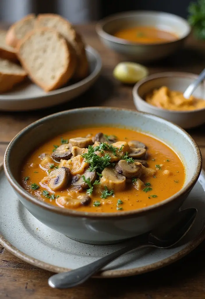 Velvety Cream of Mushroom Soup Recipes: Cozy and Earthy Flavors - 3. Creamy Vegan Mushroom Stroganoff Soup
