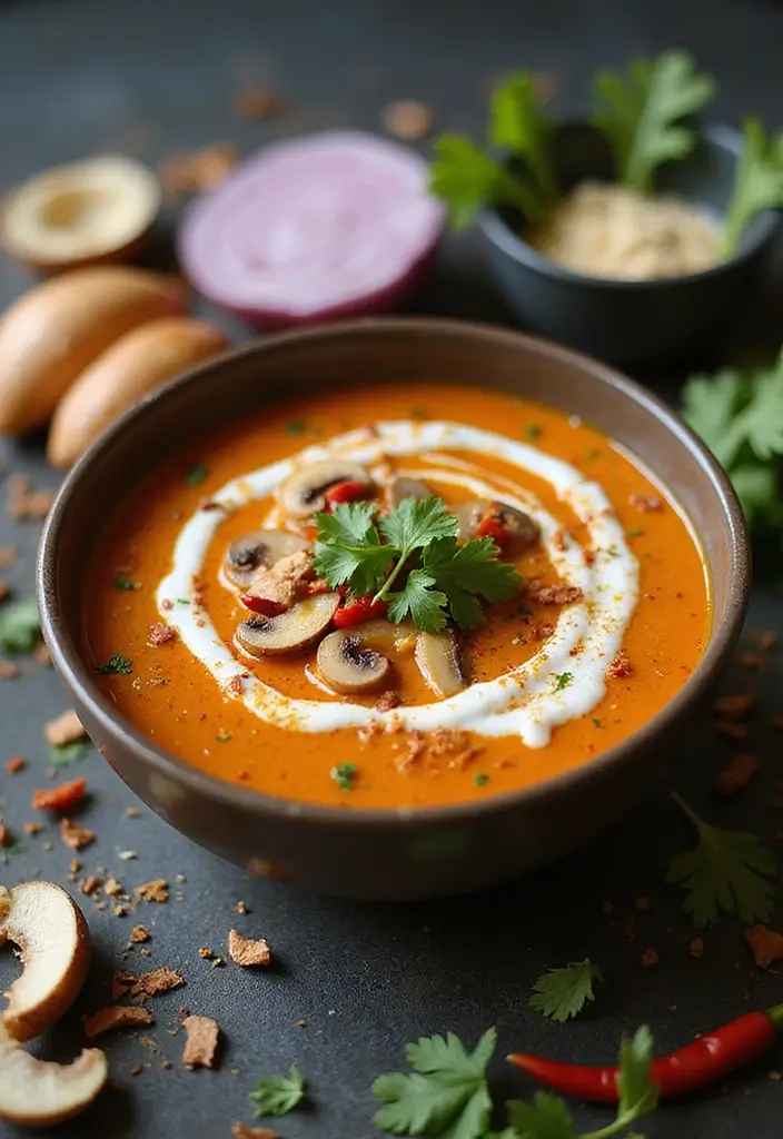 Velvety Cream of Mushroom Soup Recipes: Cozy and Earthy Flavors - 4. Spicy Coconut Mushroom Soup