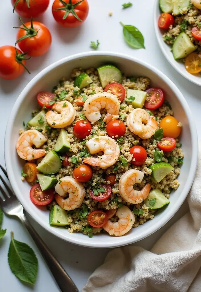 Wholesome Healthy Shrimp Recipes: Low-Cal Seafood Options - 3. Shrimp and Quinoa Salad