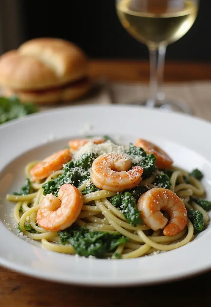 Wholesome Healthy Shrimp Recipes: Low-Cal Seafood Options - 7. Shrimp and Spinach Pasta