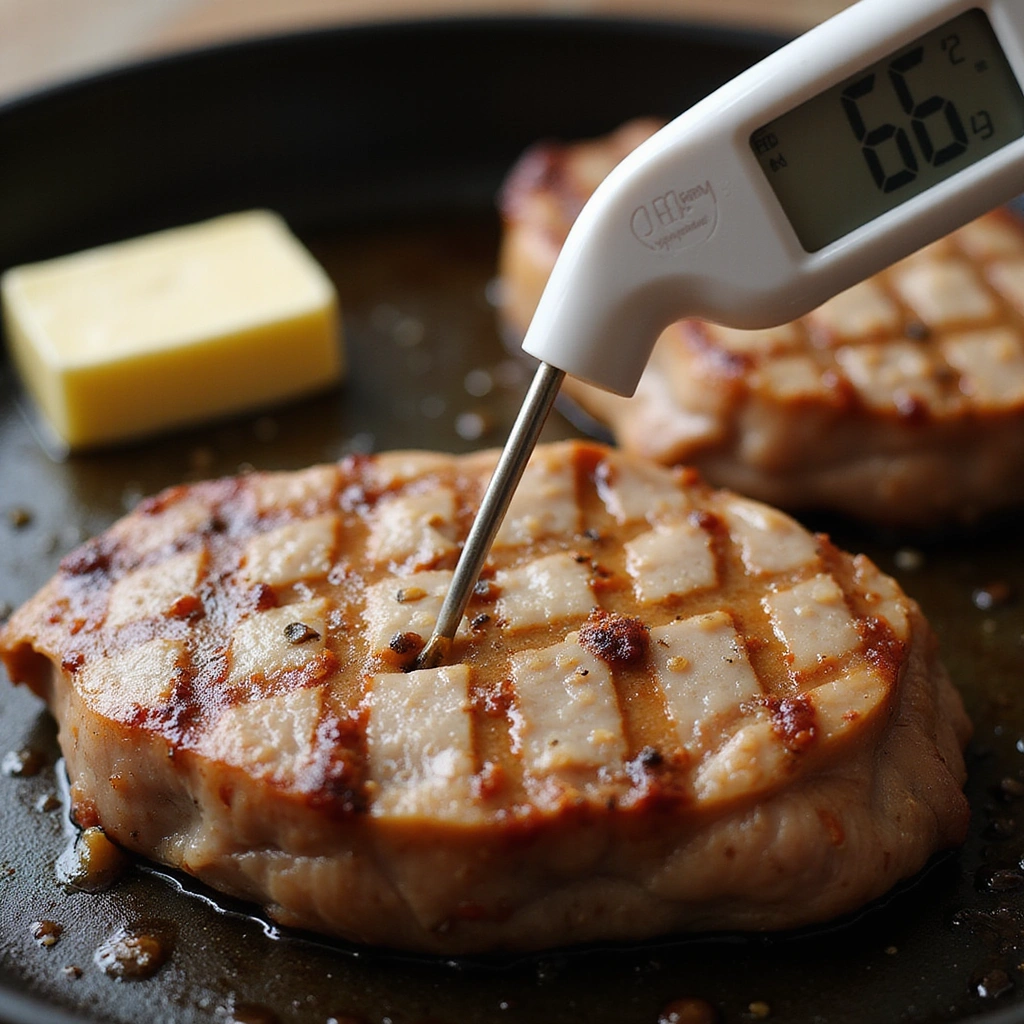 Pan-Seared Pork Chop Recipes: Bone-In Juiciness - Step 6: Check Doneness