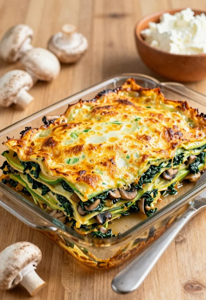 16 Best Vegetarian Zucchini Lasagna Recipes to Try Tonight - 2. Spinach and Mushroom Zucchini Lasagna 1