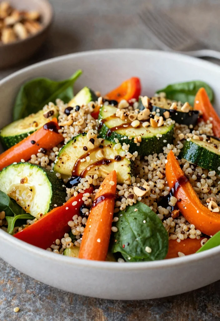 16 Easy Vegetarian 7-Day Diet Plans for Beginners - 13. Roasted Vegetable Quinoa Salad 1