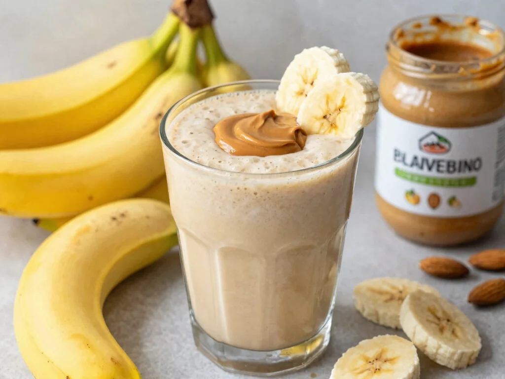 16 Fresh Juice Portable Blender Recipes On-the-Go - 12. Almond Butter Banana Smoothie 1